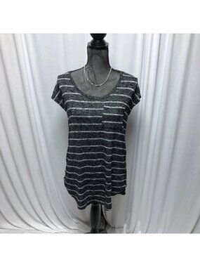 Maurices Sweater Womens Sz Small Black White Heathered Striped Short Sleeve Top
